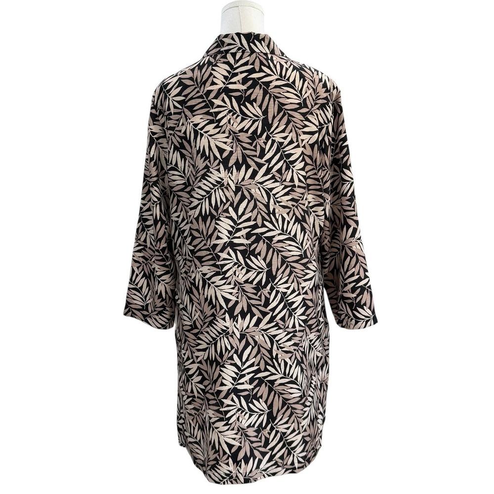 Vintage Tropical Leaf Print Duster Jacket Dress Coastal Resort Oversized Boho - Picture 8 of 8